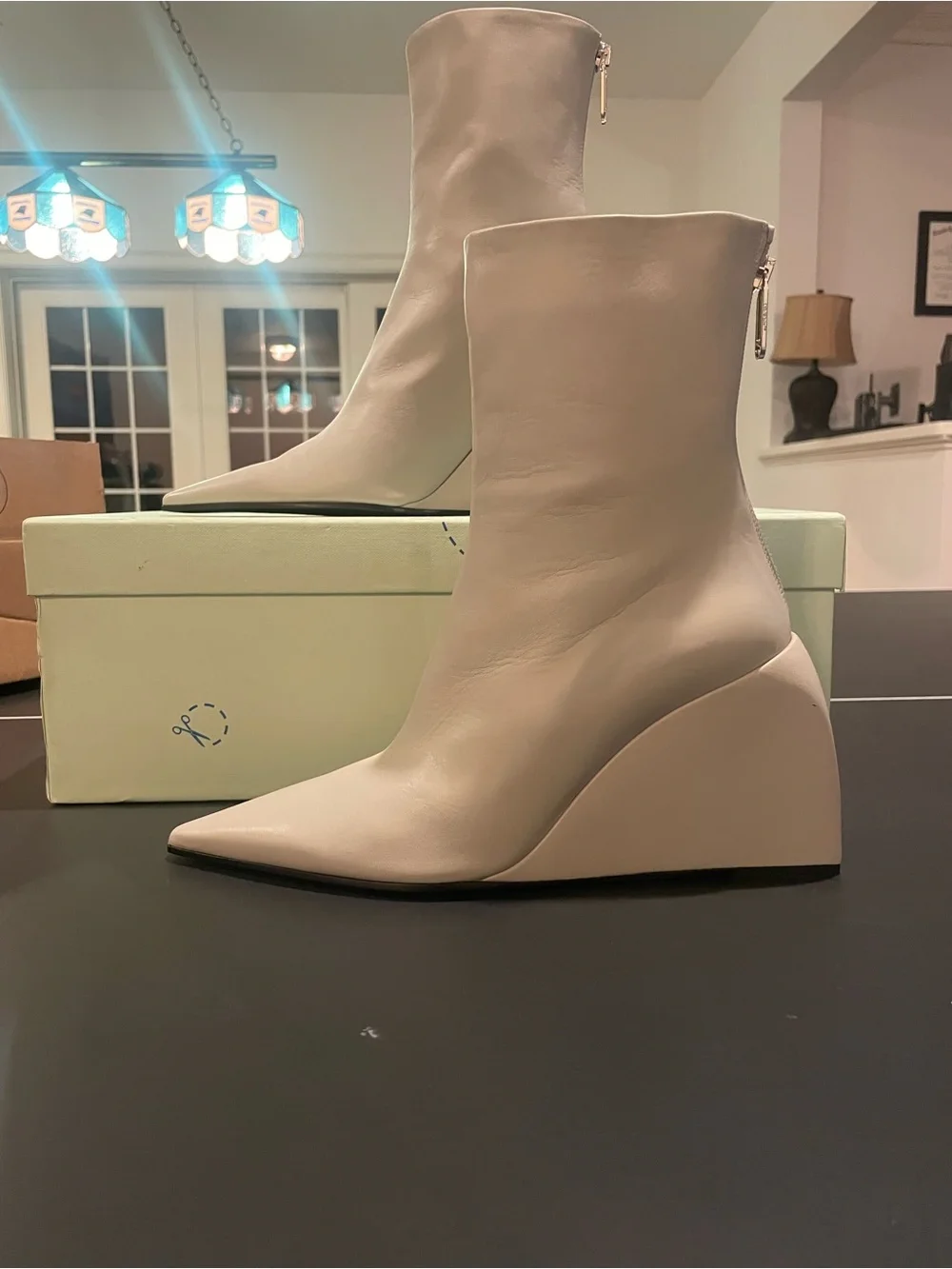 Off-White Nappa Doll Wedge Zip Booties